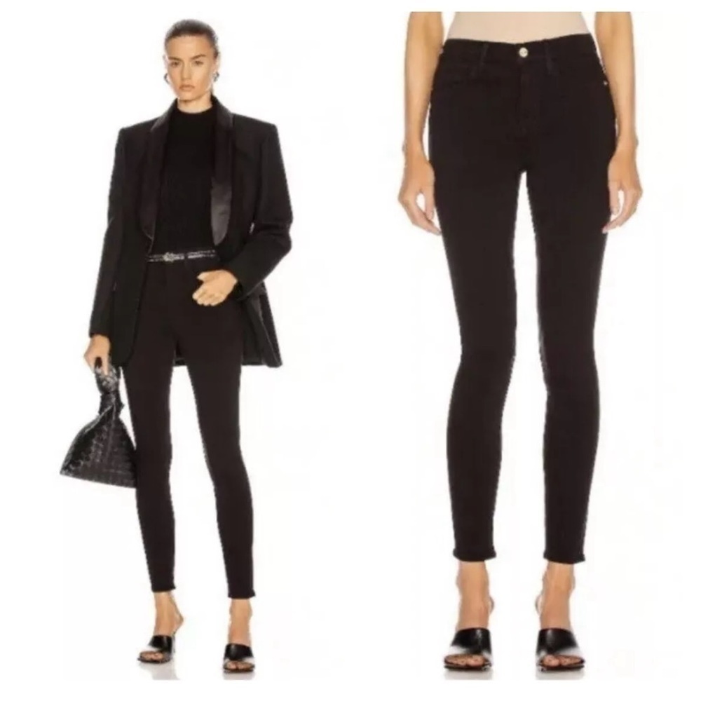 Frame Le High Skinny Noir Black Velvet Skinny Jeans Size 33